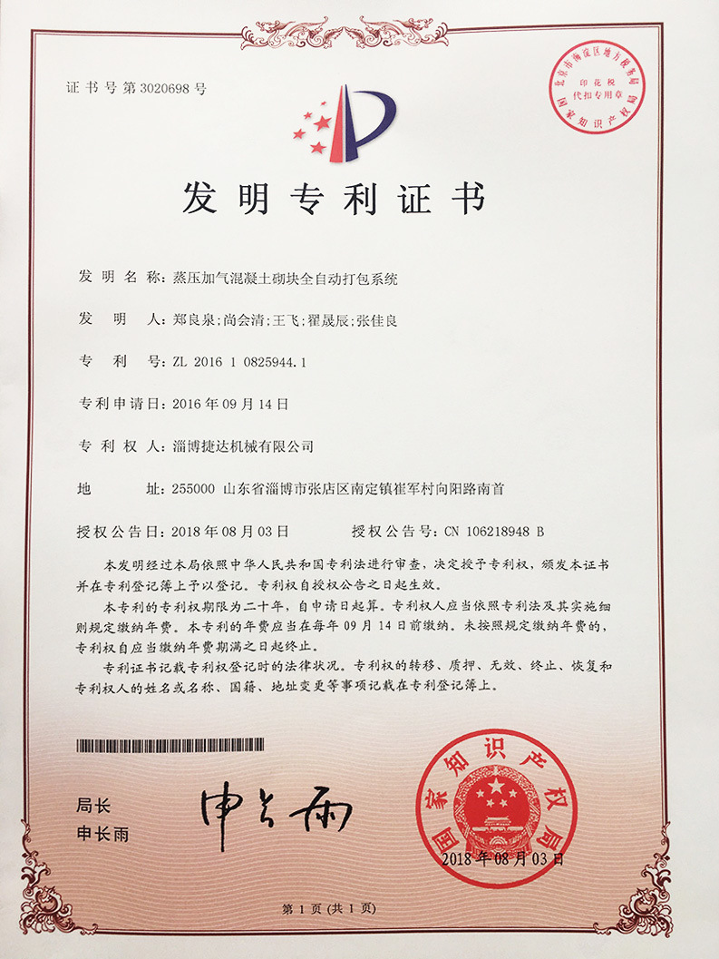 蒸压加气混凝土砌块全自动打包系统