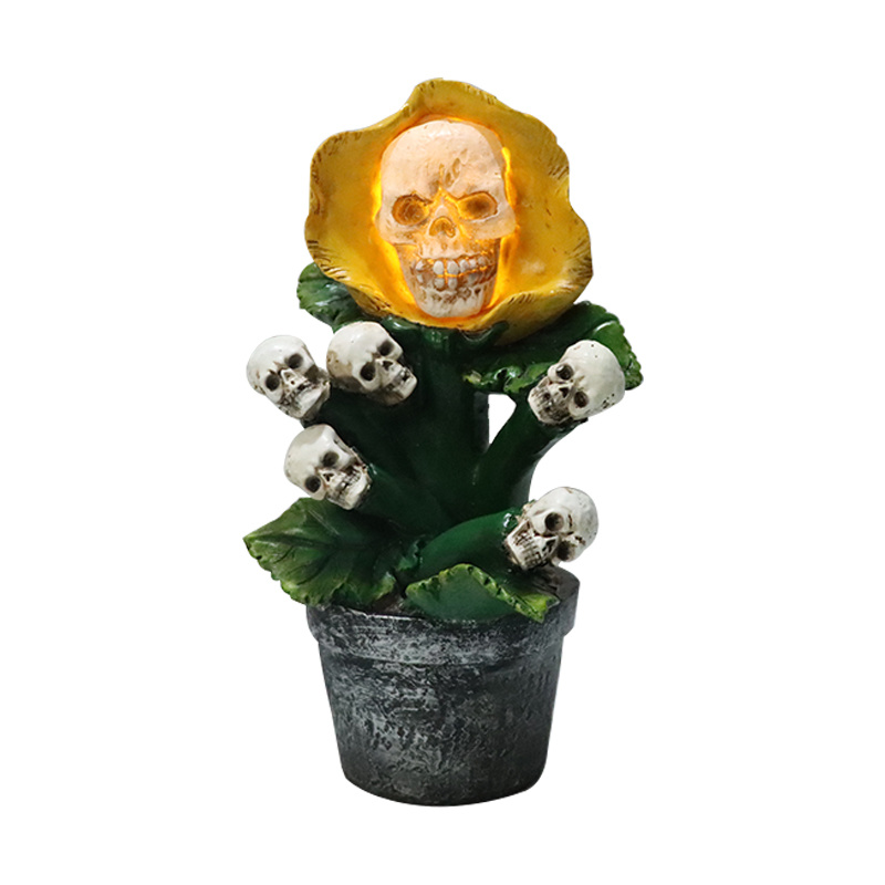 Skull sunflower statue