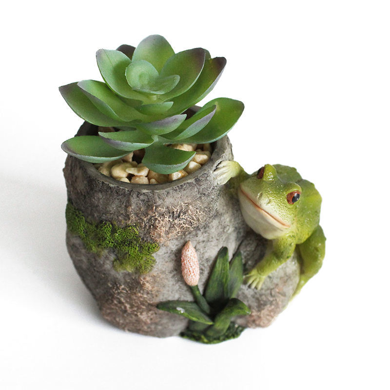 outdoor resin sculptures frog shape flowerpots