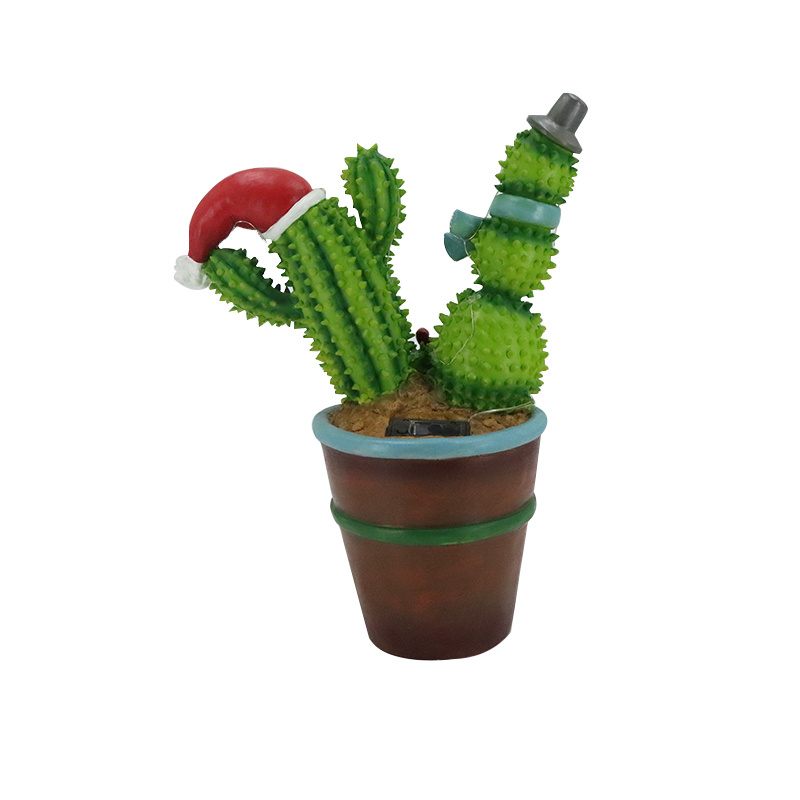 Cactus Santa Hat Potted Statue