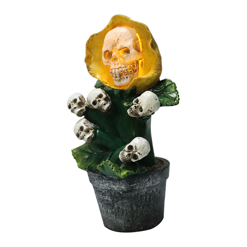 Skull sunflower statue