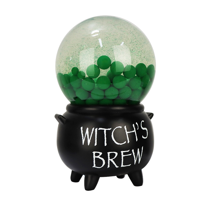 Green Bubbling Cauldron Snow Globe