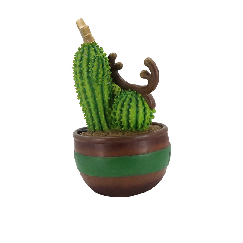 Cactus Santa Hat Potted Statue