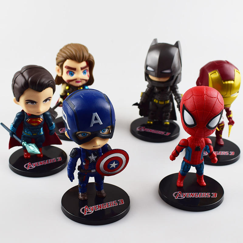树脂工艺品手工热玩具可爱3d 6超级英雄人物漫威动作人物套装