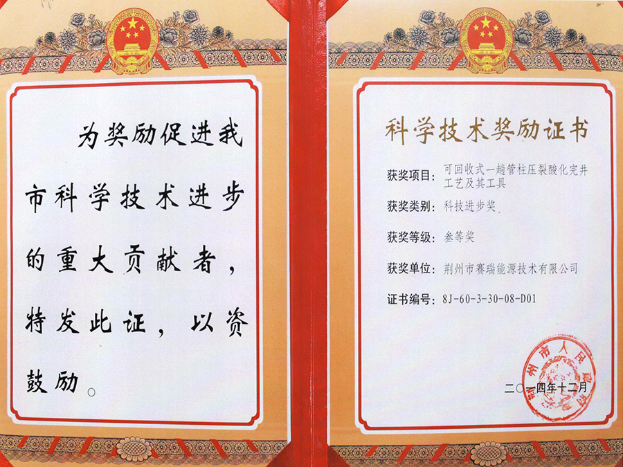Third-class Prize of Jingzhou Science and Technology Progress Award