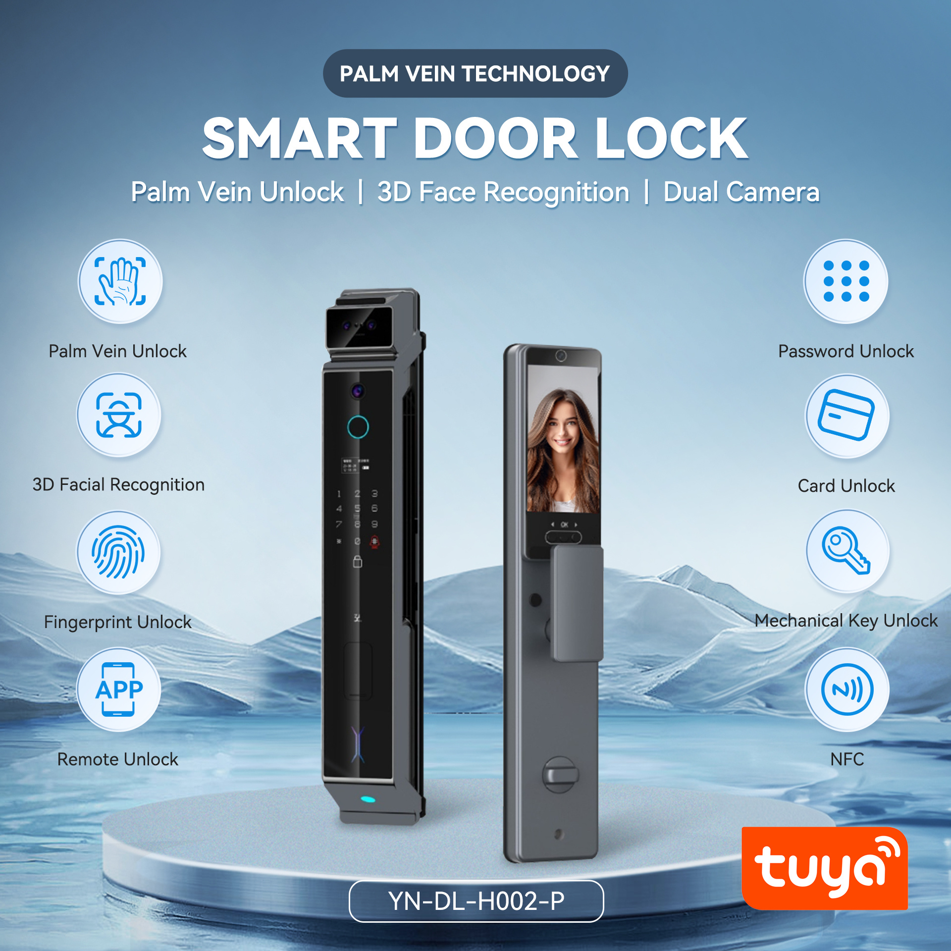 Palm Vein e 3D Face Recognition Smart Lock