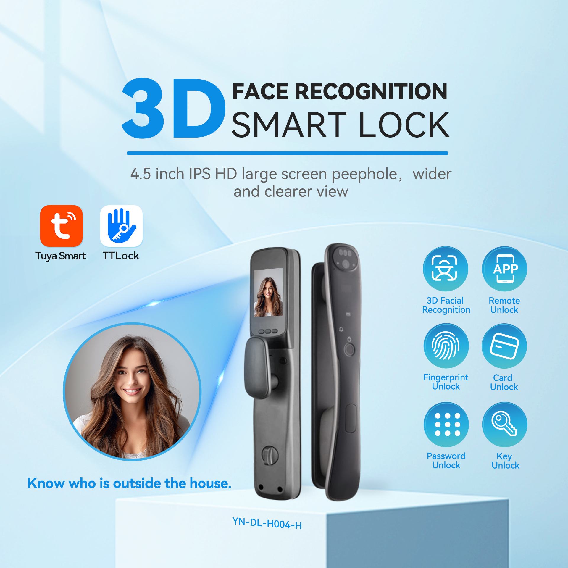 3D Facial Recognition High-end Smart Lock YN-DL-H004-H