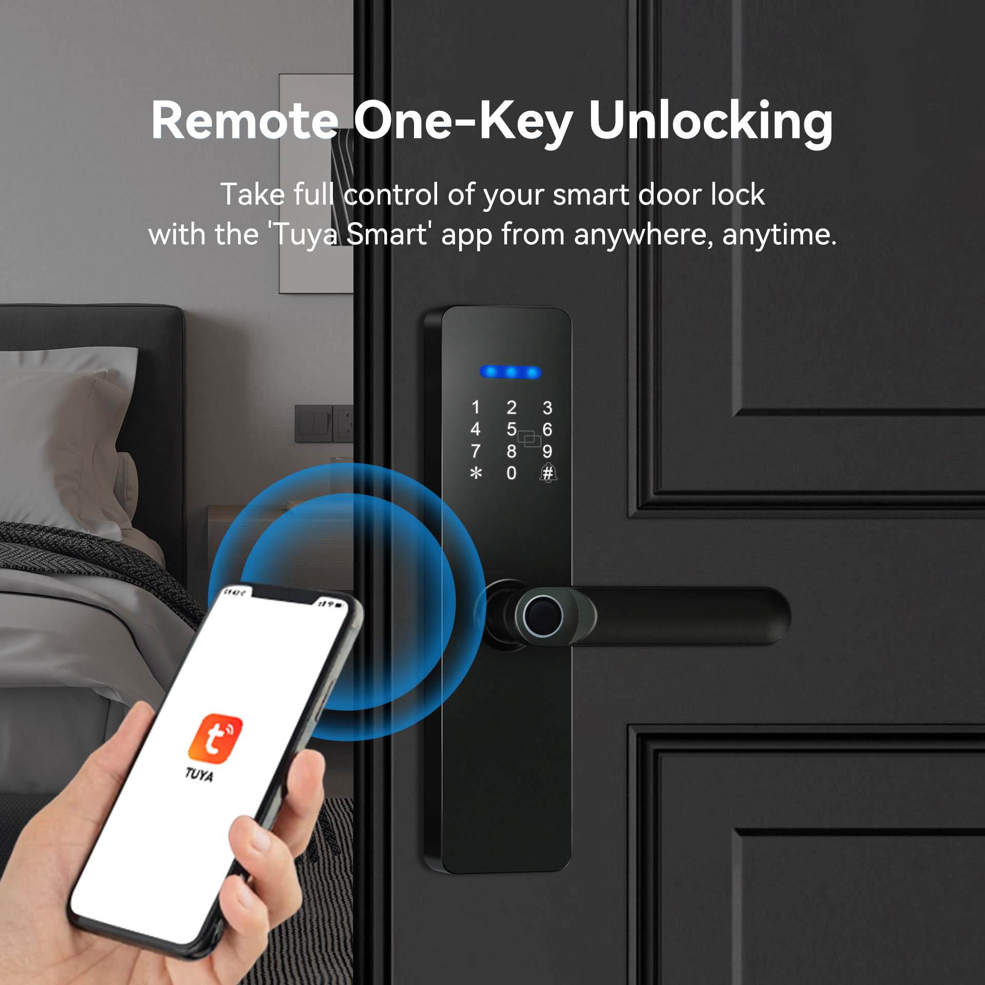 One grip unlocks the smart indoor door lock