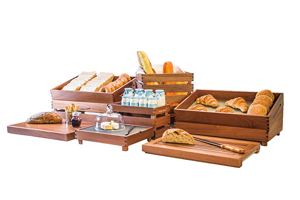 customized wood risers for food display in China