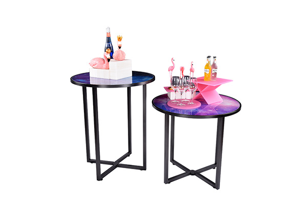 Foldable starry sky glass surface LED changing light buffet table set