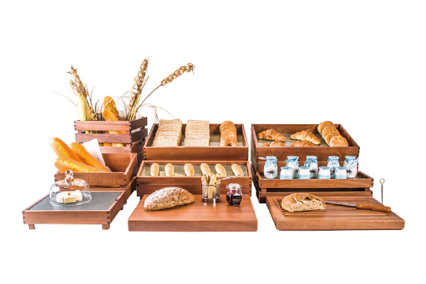 Hotel Solid Wood Buffet Risers Serving Display Stands