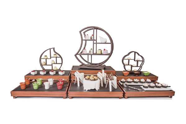 Hotel Wooden Buffet Stand Food Display Stands