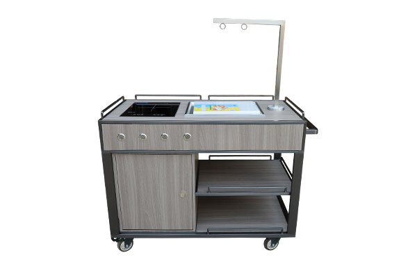 Hotel catering trolley induction cooking service trolley
