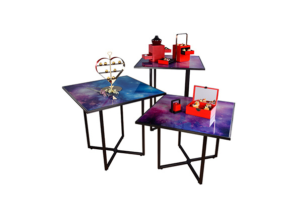 Foldable remote control glass surface LED light buffet table