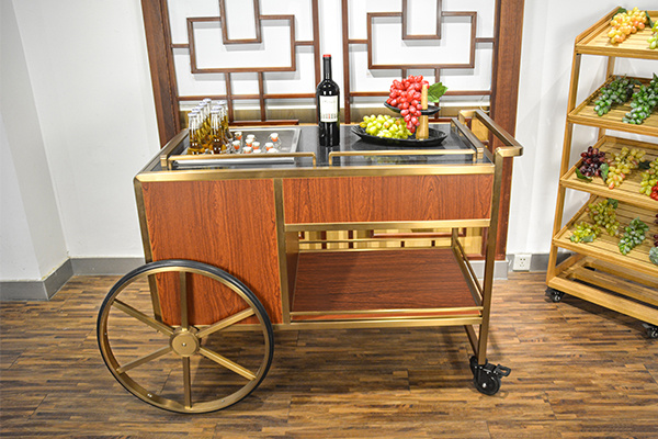 Customized High Quality Hotel Banquet Mobile Wine Trolley with Ice Tray