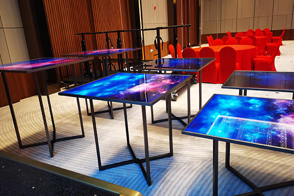 Foldable remote control glass surface LED light buffet table
