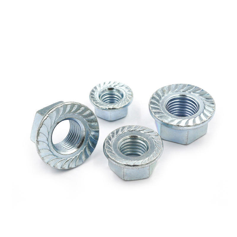 Flange self-locking nut manufacturers direct supply M3-12 carbon steel flange face anti-loose galvanized self-locking nut