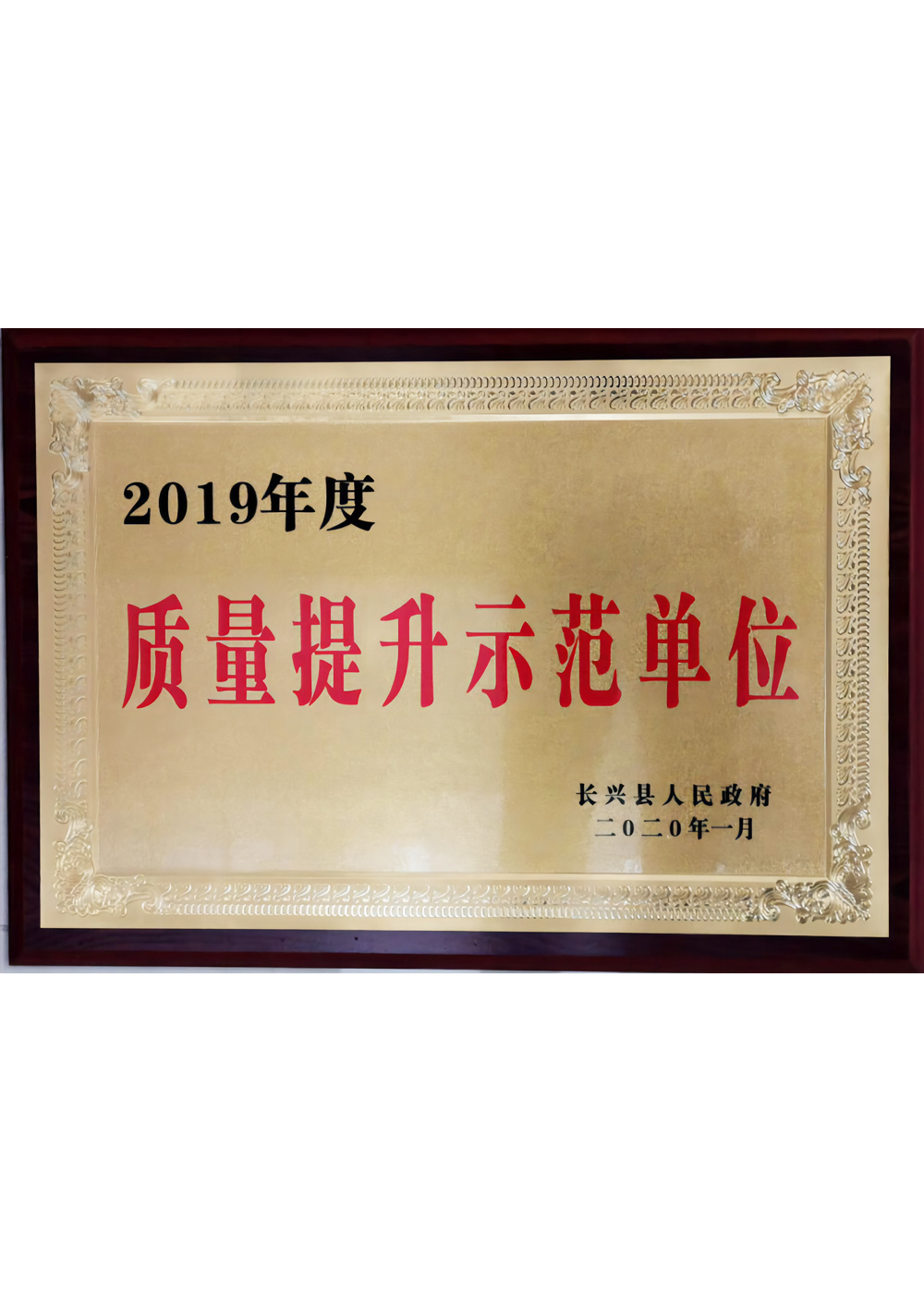 2019質(zhì)量提升示范單位