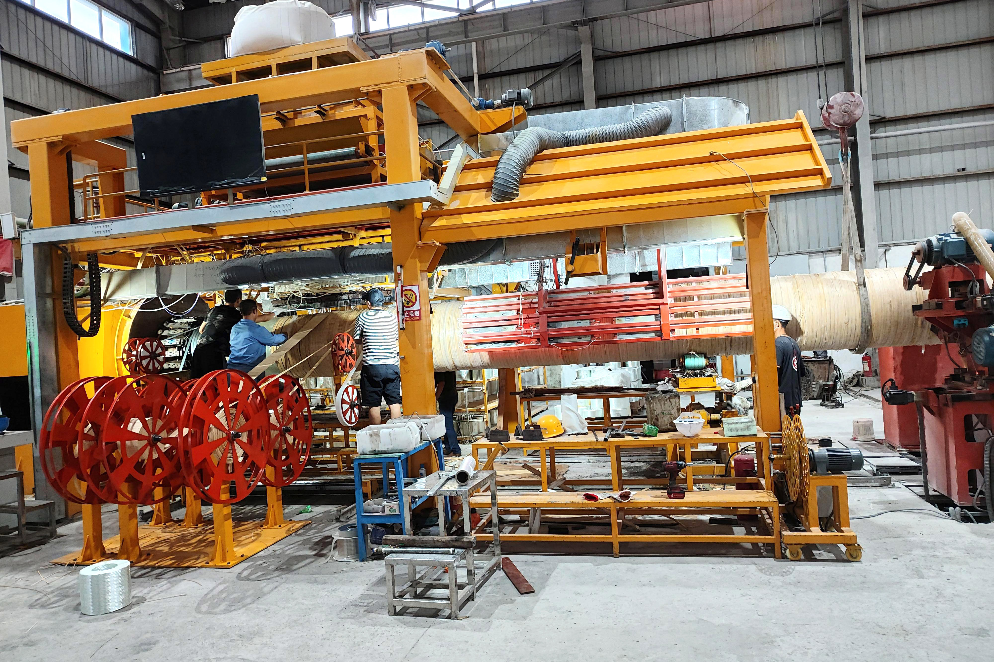 Intelligent control continuous winding bamboo reinforced composite pipe production line