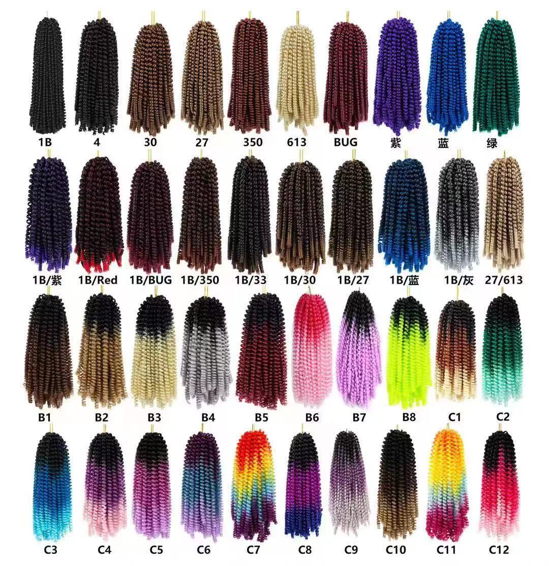 European and American wigs with colorful spring twist hair, African dirty braided synthetic crochet hair, spring braided curly hair