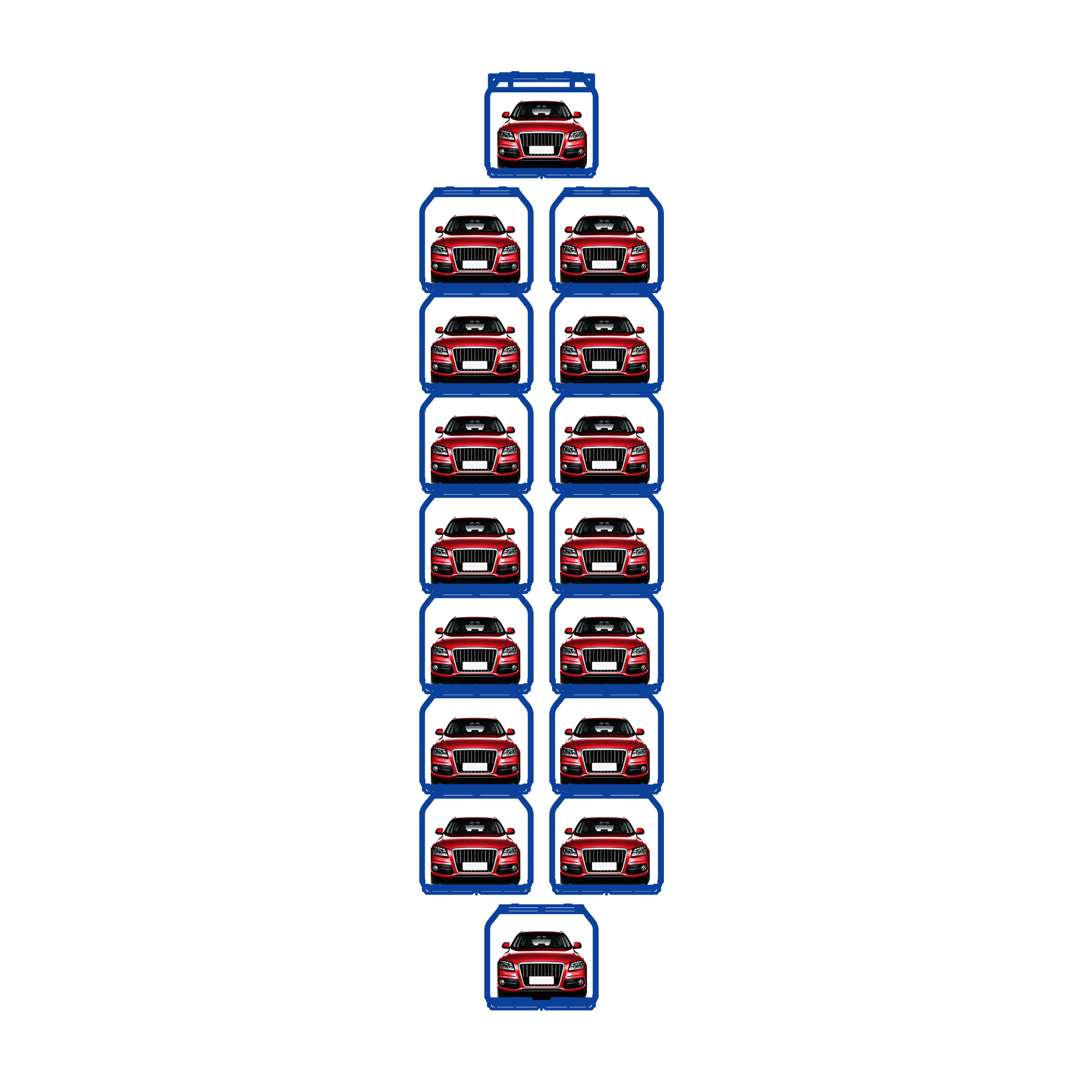 Dimensions of 16 vehicles vertical rotary carousel parking system