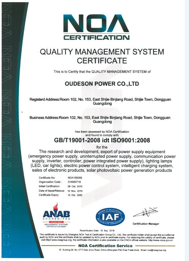 System certificate-ISO9001