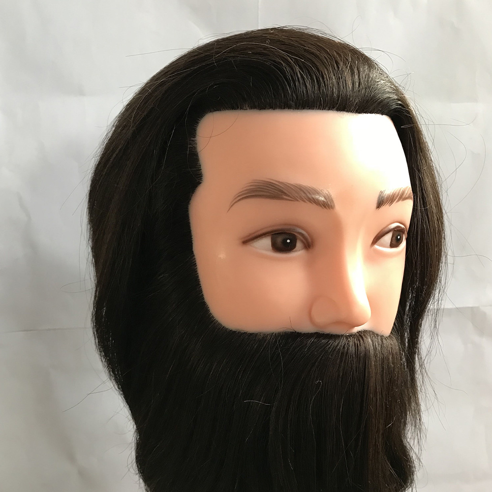 human hair traning head with beard