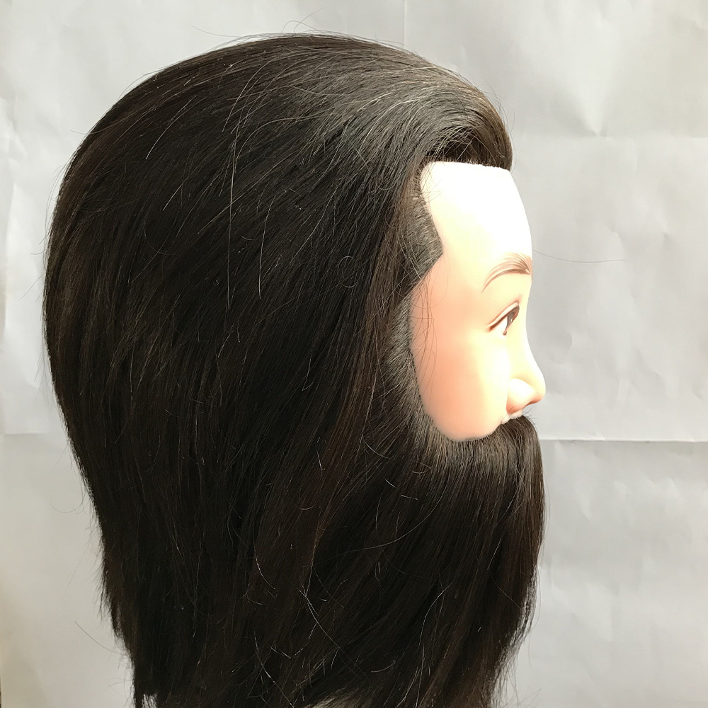 human hair traning head with beard