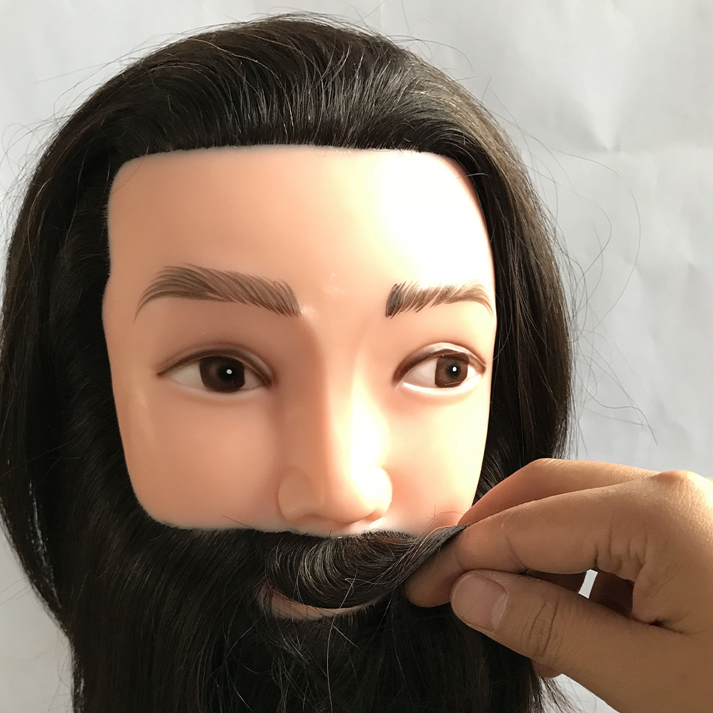human hair traning head with beard