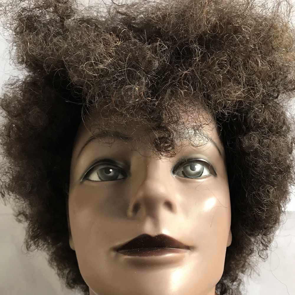 Curly human hair traning head
