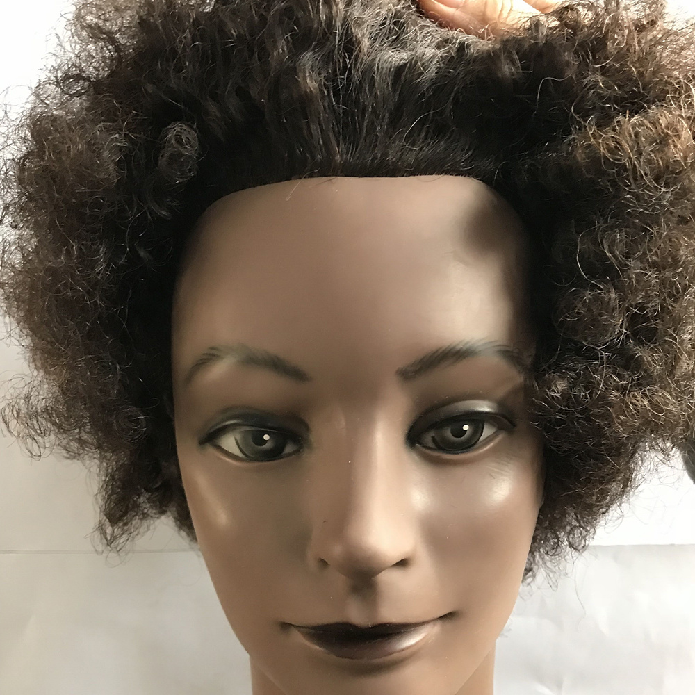 Curly human hair traning head