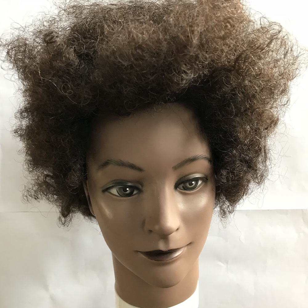 Curly human hair traning head