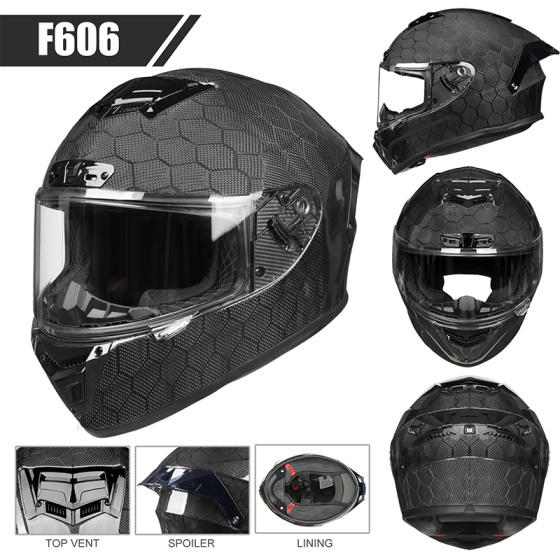 Fiberglass/ Carbon Single Visor Full Face Helmet F606-Heshan