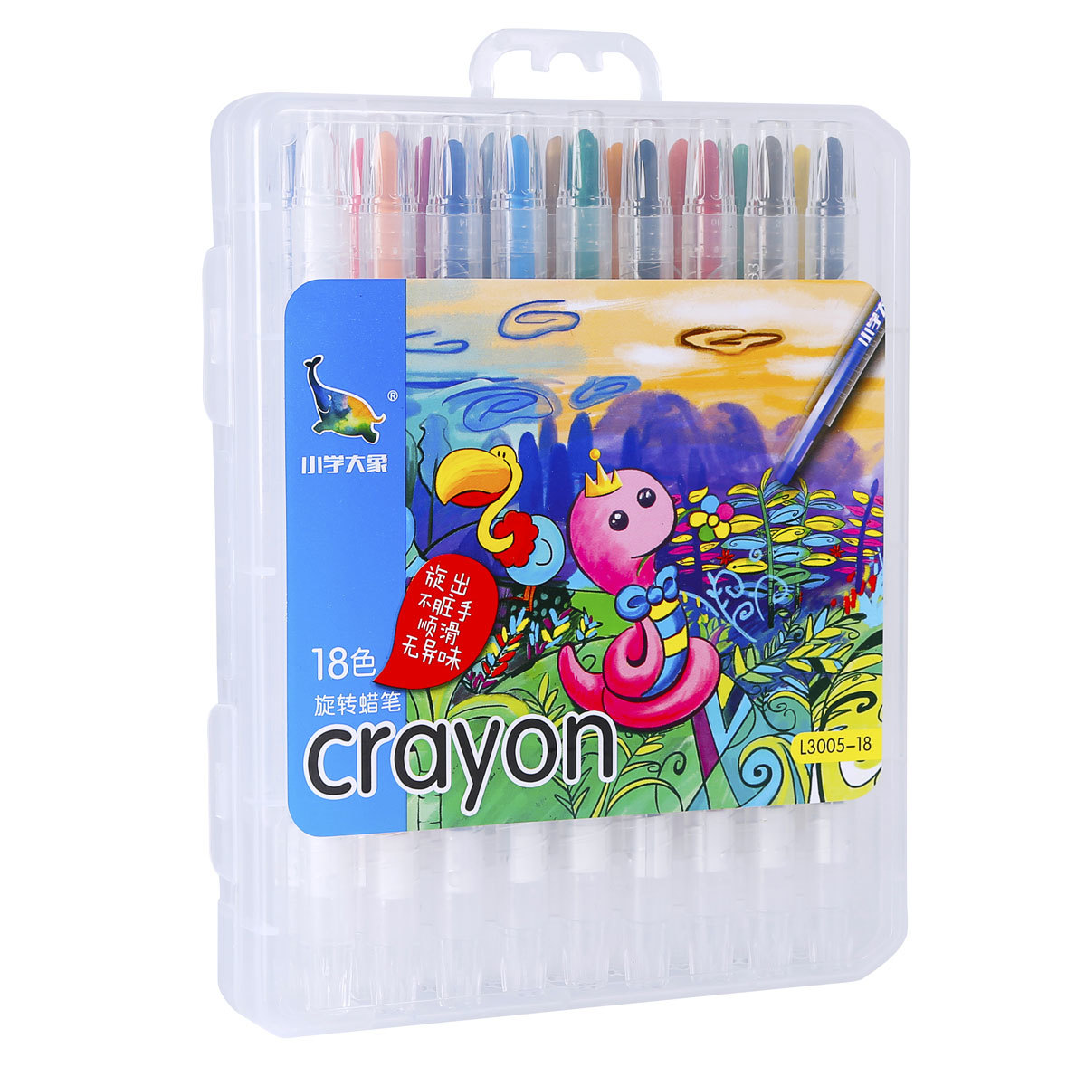  Long Twist Up Crayon 18 Colors PP Box Pack