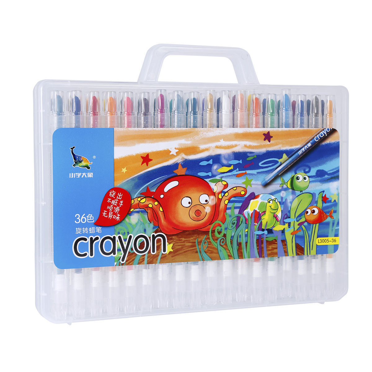 Long Twist Up Crayon 36 Colors PP Box Pack