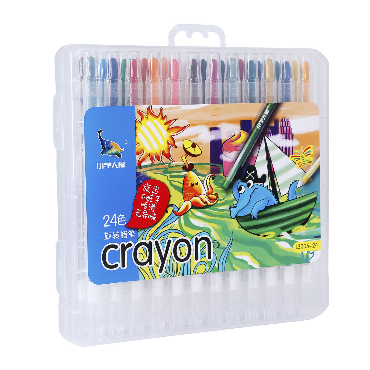  Long Twist Up Crayon 24 Colors PP Box Pack