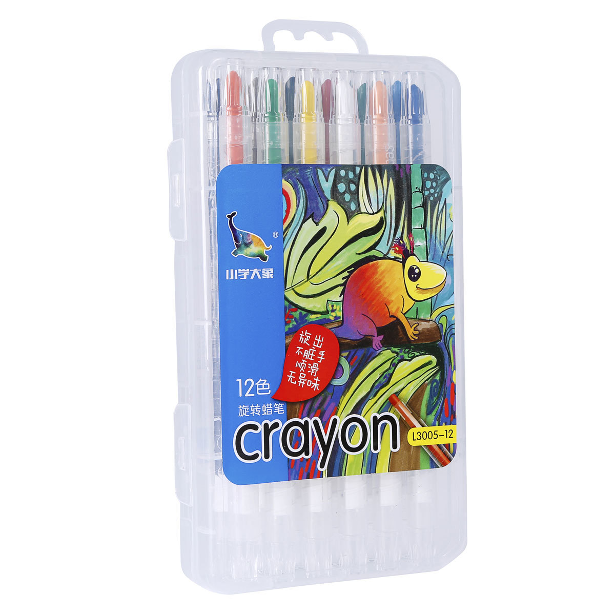  Long Twist Up Crayon 12 Colors PP Box Pack