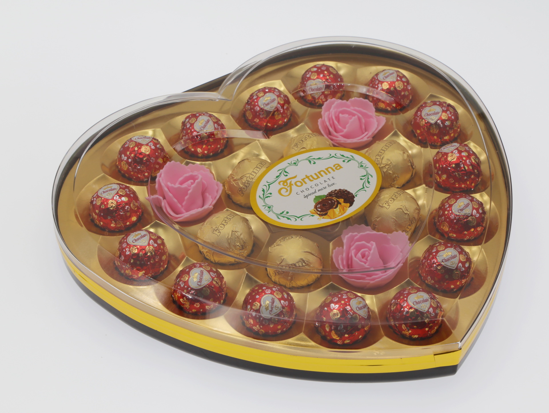 Fortunna Heart Shape Chocolate with Rose Fortunna Heart Shape Chocolate with Rose