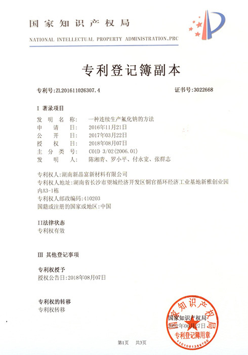 专利登记簿