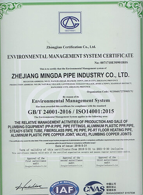 ENVIRONMENTAL MANAGEMENT SYSTEM CERTIFICATE