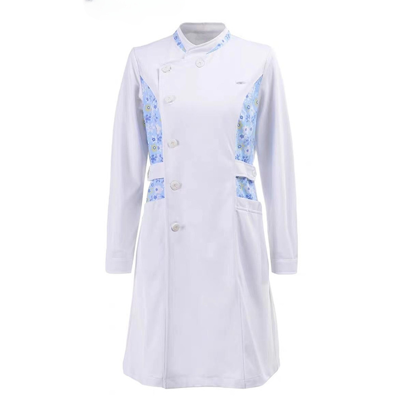 De las mujeres collar del soporte de manga larga enfermera uniforme