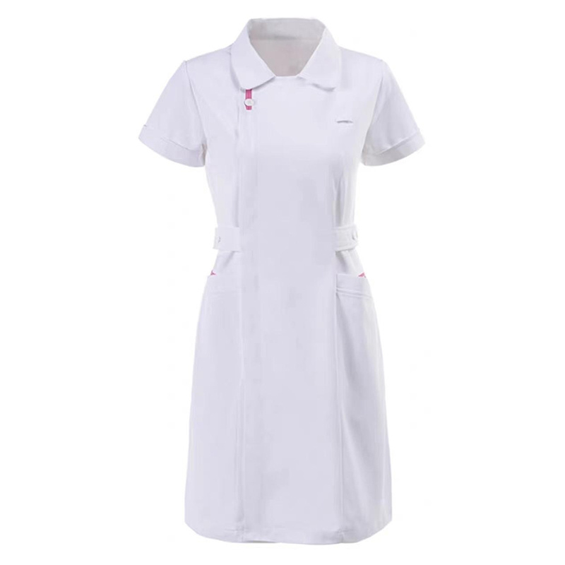 Uniforme de enfermera de manga larga con cuello redondo para mujer