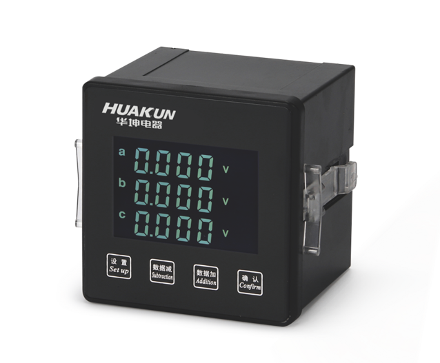 LCD three-phase voltmeter