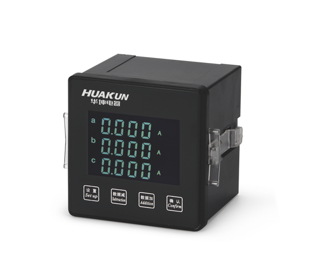 LCD three-phase ammeter