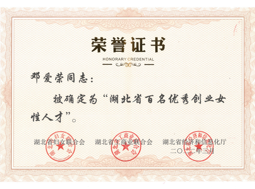 邓爱荣-湖北省百名优秀创业女性人才