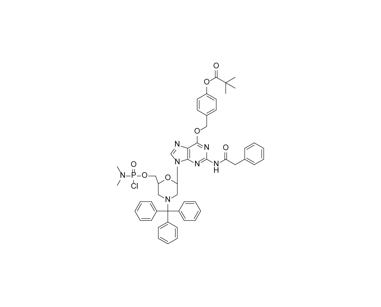 O6-(p-tolyl pivalate)-N2-PhAc protected G PMO Monomer