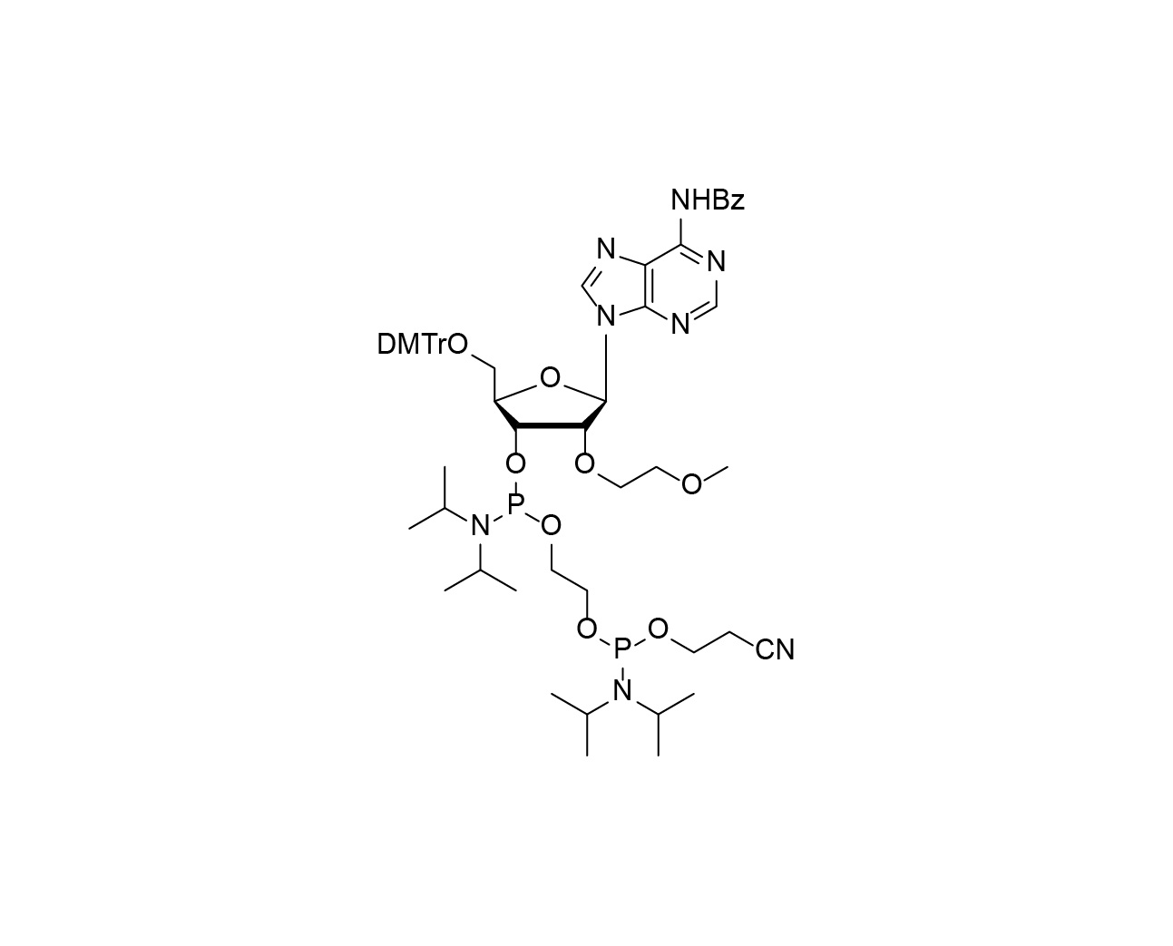 DMTr-2'-O-MOE-rA(Bz)-3'- ((2-cyanoethoxy)(diisopropylamino) phosphoramidite)-ethyl-diisopropylphosphoramidite