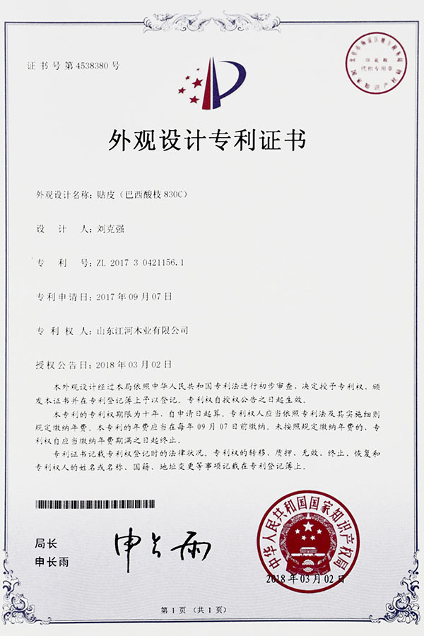 外观设计专利证书