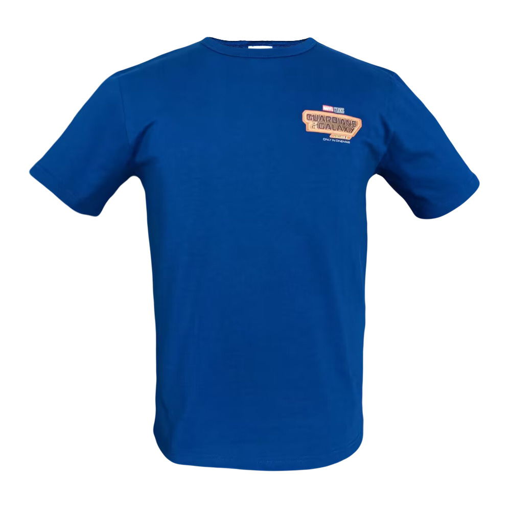 Blue Cotton Short Sleeve Knit Tee with MARVEL logos digital printed