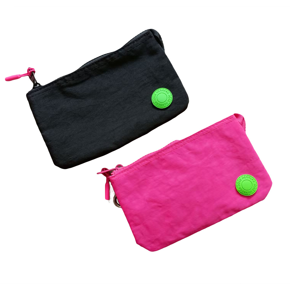 Nylon purse with rubber patch and zipper